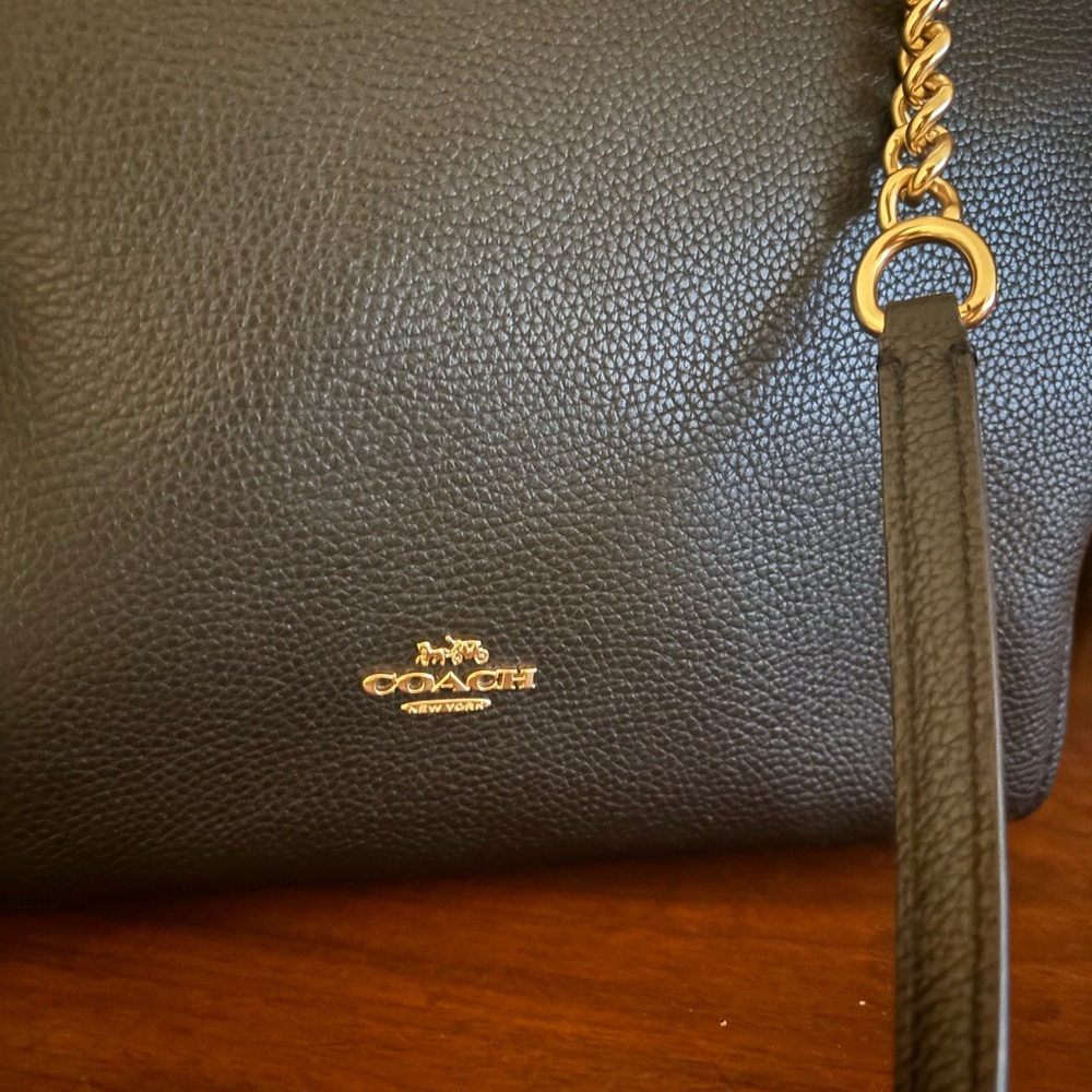 Coach Black Turnlock Tote with Gold Accents - Picture 2 of 9